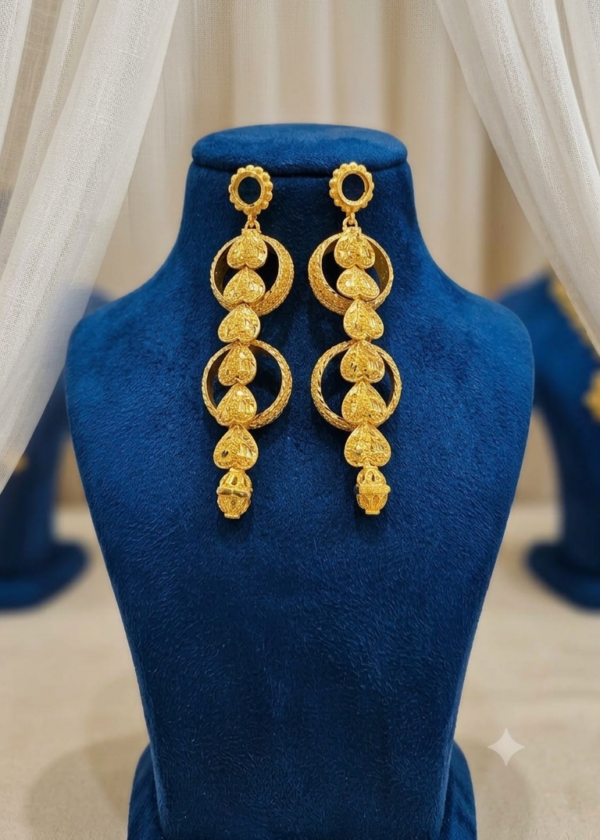 ​Gold Plated Multi-Tier Heart Drop Earrings for Women