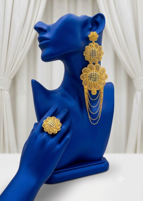 Heritage Filigree Floral Long Drop Earrings Set