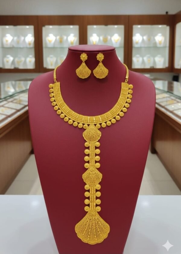 22K Gold Plated Seashell Filigree Y-Necklace Set