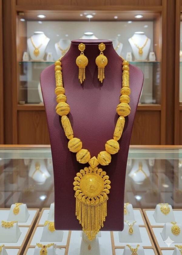 Gold Plated Ball Bead Long Haram Tassel Pendant
