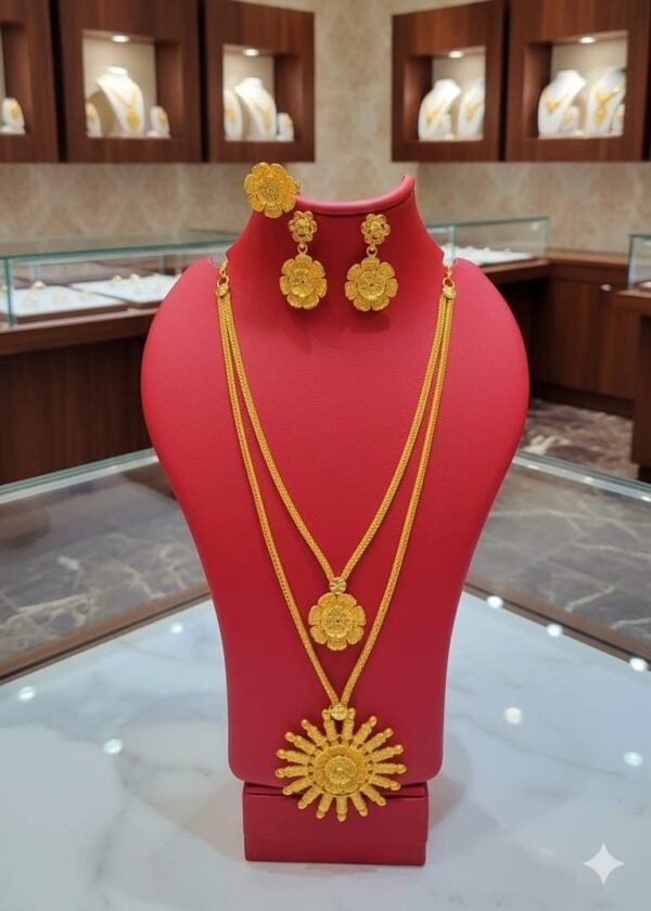 Gold Plated African 2-Layered Chain Necklace Set