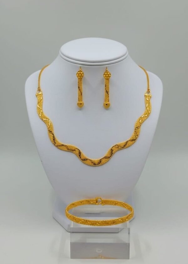 Gold Plated Wavy Snake Chain Jewelry Set