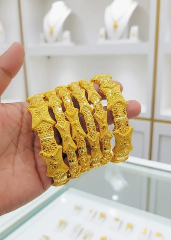 African Gold Plated Bracelet Set Of 6 pic