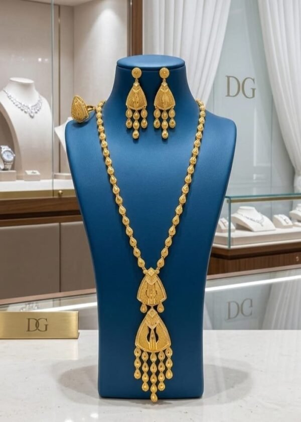 Gold Plated African Teardrop Bead Long Haram Set