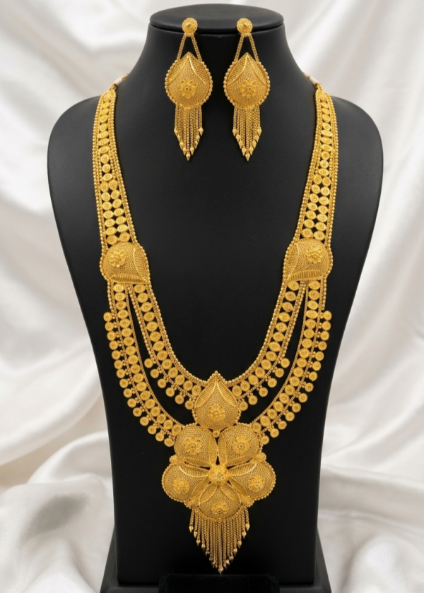 AFRICAN 3 LINE MULTI-LAYER GOLD BRIDAL NECKLACE