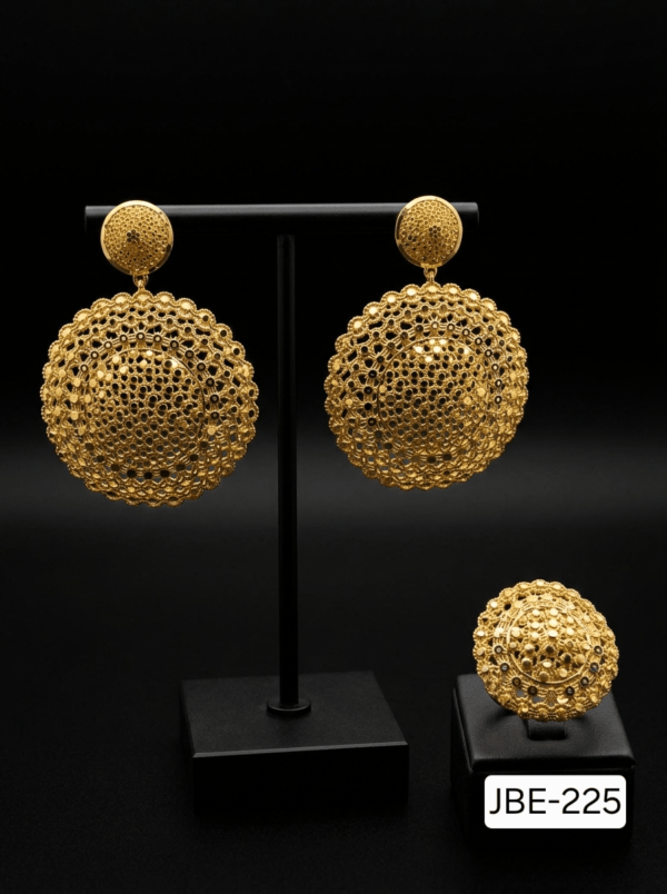 African Honeycomb Mesh Gold Earrings