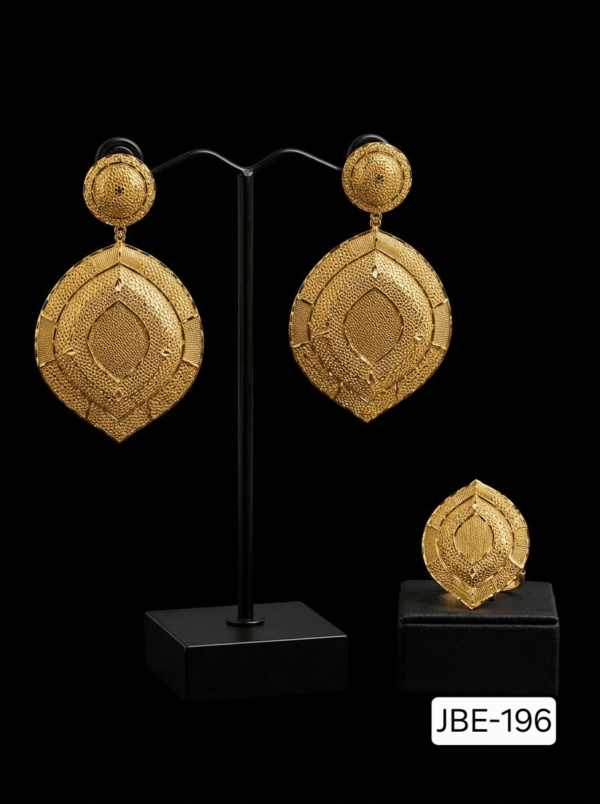 DUBAI GOLD SHIELD EARRINGS AND RING SET