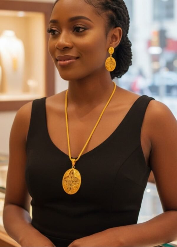 African Gold Plated Pendent Set