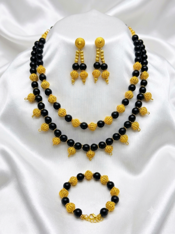 African Black Stone Necklace Set With Bracelets