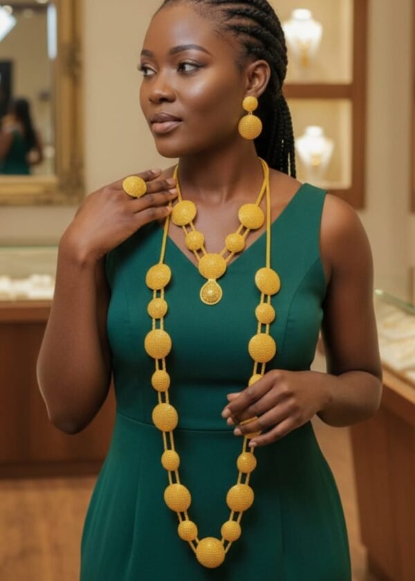22K GOLD PLATED TRIBAL AURA CHAIN NECKLACE SET
