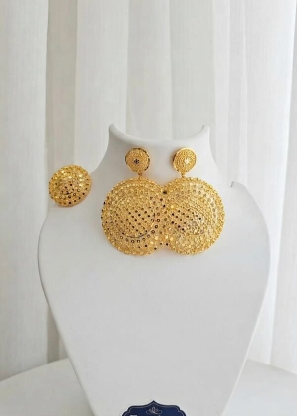 African Gold Plated Dangle Earrings (22K, 5g)