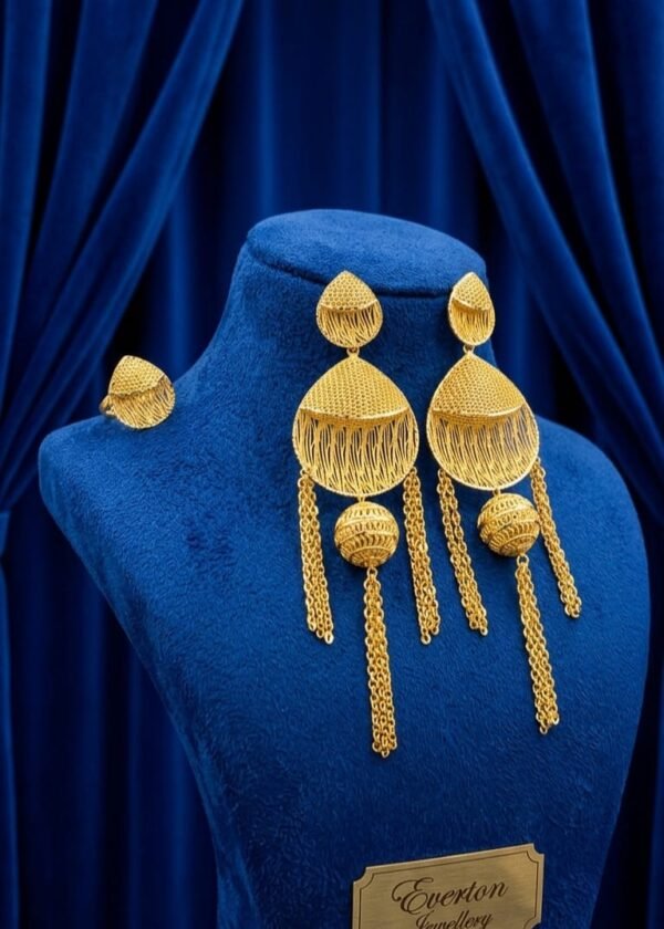 NIGERIAN STYLE GOLD PLATED DROP EARRINGS FOR WOMEN