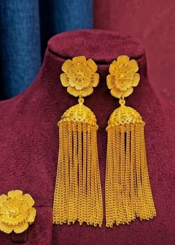 Adorn Africa Drops Chained Earrings ( 22k gold plated )