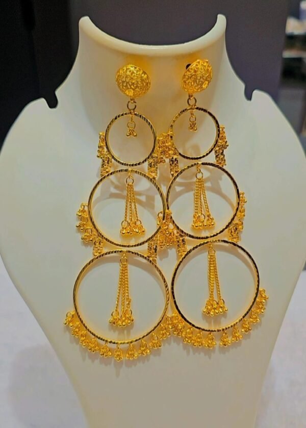 Afro inspired gold plated chained earrings