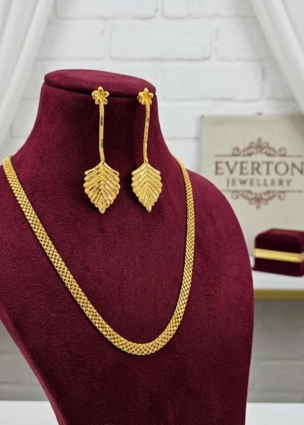 Golden Cascade Earrings & Chain Necklace Set
