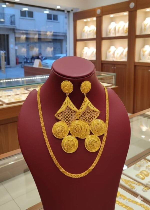 African Queen Earrings & Gold Chain set